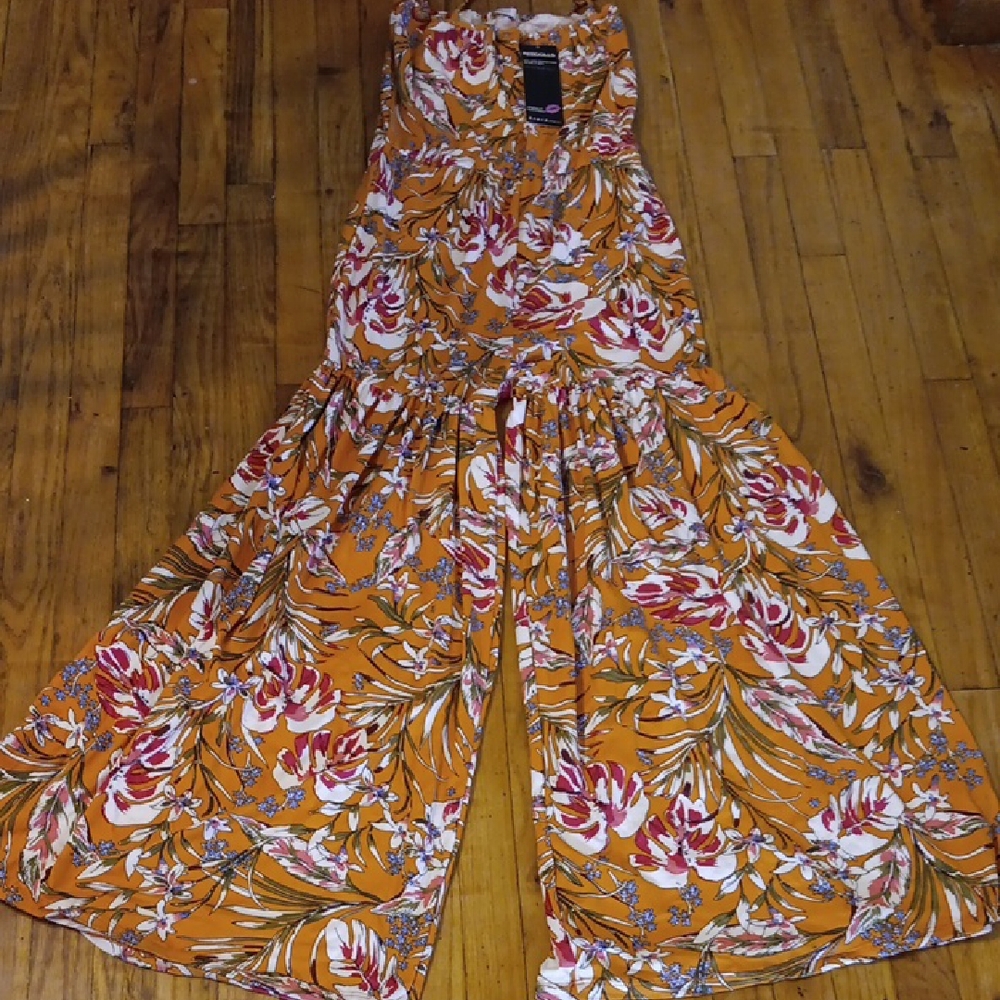 Floral Orange Jumpsuit